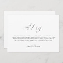 Modern Minimalist Script Flat Thank You Card