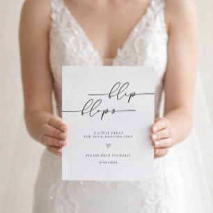 Modern Minimalist Script Flip Flops Wedding Sign
