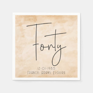 Modern MInimalist Script Forty Birthday Party Napkins