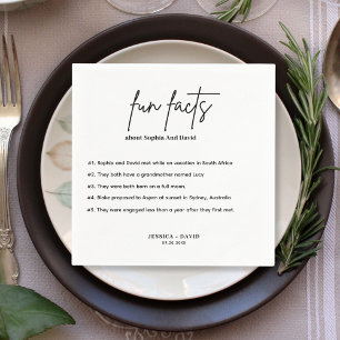Modern Minimalist Script Fun Facts Wedding Napkins