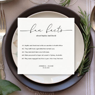 Modern Minimalist Script Fun Facts Wedding Napkins