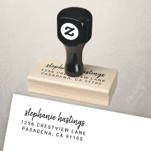 Modern Minimalist Script Graduation Return Address Rubber Stamp