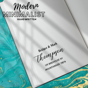 Modern Minimalist Script Handwritten Name Address Rubber Stamp