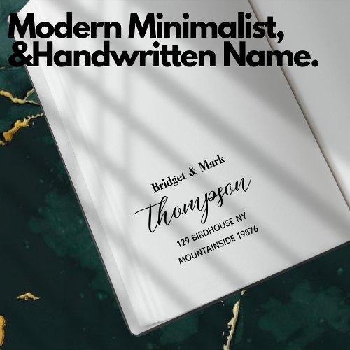 Modern Minimalist Script Handwritten Name Address Self_inking Stamp