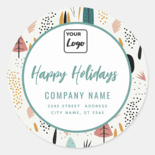 Modern minimalist script Happy Holidays logo  Classic Round Sticker