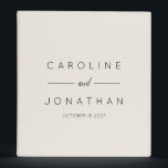 Modern Minimalist Script Ivory Custom Wedding 3 Ring Binder<br><div class="desc">Modern Minimalist Script Ivory and Black Custom Wedding 3 ring binder</div>