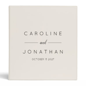 Modern Minimalist Script Ivory Custom Wedding 3 Ring Binder