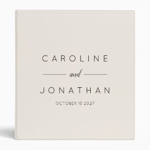 Modern Minimalist Script Ivory Custom Wedding 3 Ring Binder