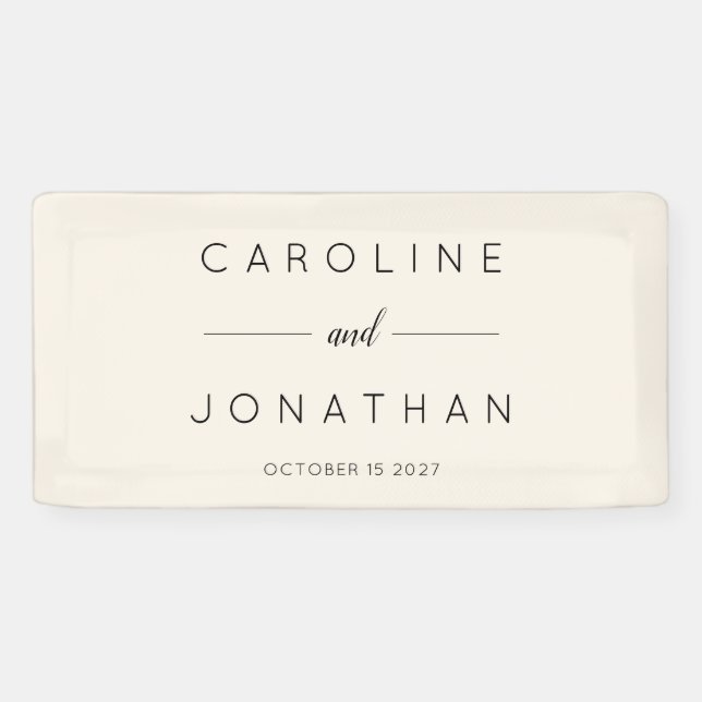 Modern Minimalist Script Ivory Custom Wedding Banner (Horizontal)