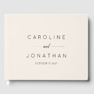 Modern Minimalist Script Ivory Custom Wedding Guest Book