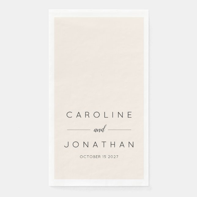 Modern Minimalist Script Ivory Custom Wedding Paper Guest Towels (Front)