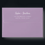 Modern Minimalist Script | Lavender Wedding Envelope<br><div class="desc">These elegant,  colorful minimalist wedding envelopes feature modern script typography and clean,  sans serif text for a simple and stylish lavender and white design you will love. Your pre-printed return address goes onto the back flap.</div>