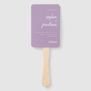 Modern Minimalist Script Lavender Wedding Hand Fan