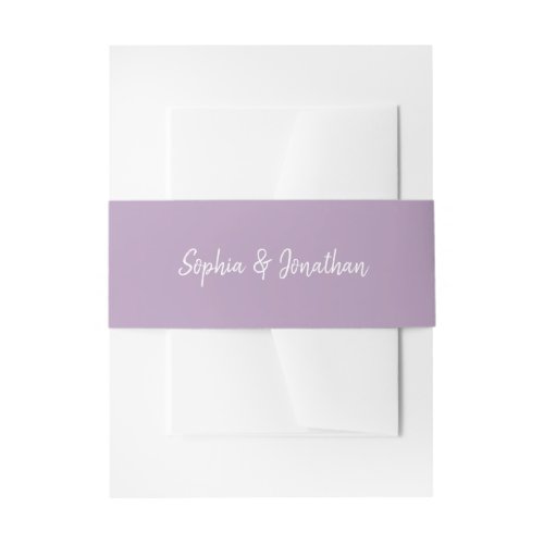 Modern Minimalist Script  Lavender Wedding Invitation Belly Band