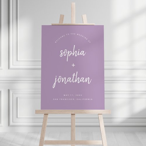 Modern Minimalist Script Lavender Wedding Welcome Foam Board