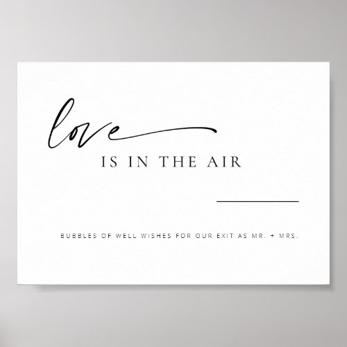 Modern Minimalist Script Love in the Air Wedding P Poster