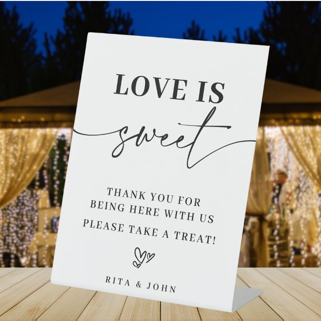 Modern Minimalist Script Love Is Sweet Favor Sign (Creator Uploaded)