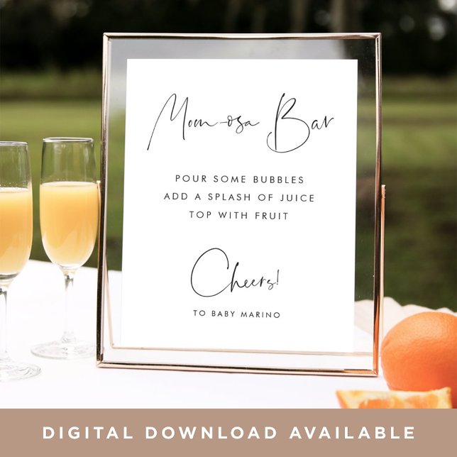 Modern Minimalist Script Mom-osa Bar Sign (Creator Uploaded)