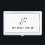 Modern Minimalist Script Monogram Business Card Case<br><div class="desc">Keep your business cards organized and protected in this modern and minimalist business card case featuring a script monogram design. The sleek and stylish design is perfect for any professional setting.</div>