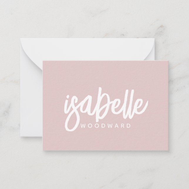 Modern Minimalist Script Monogram Dusty Pink Note Card (Front)