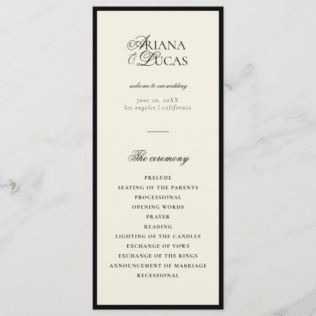 Modern Minimalist Script Monogram Flat Program (Front)