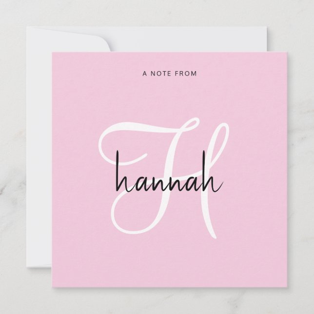 Modern Minimalist Script Monogram Note From Card (Front)