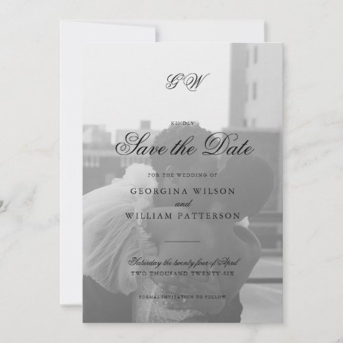 Modern Minimalist Script Monogram Save the Date Invitation