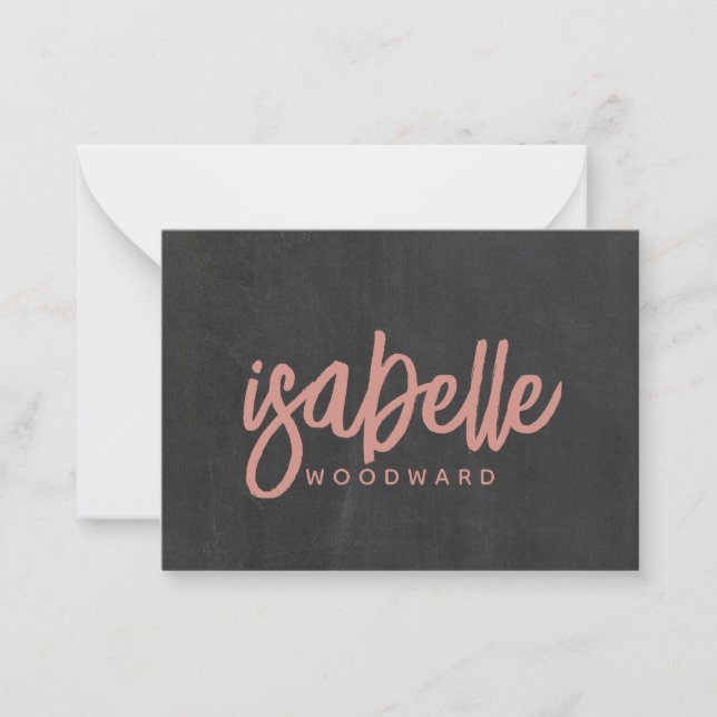 Modern Minimalist Script Monogram Terracotta Black Note Card (Front)