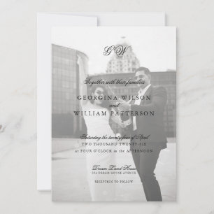 Modern Minimalist Script Monogram Wedding Invitation
