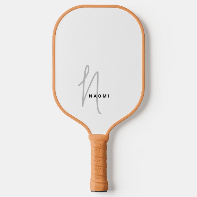 Modern Minimalist Script Monogrammed Initials Pickleball Paddle (Front)