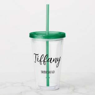 Modern Minimalist Script Name Bachelorette Favors Acrylic Tumbler