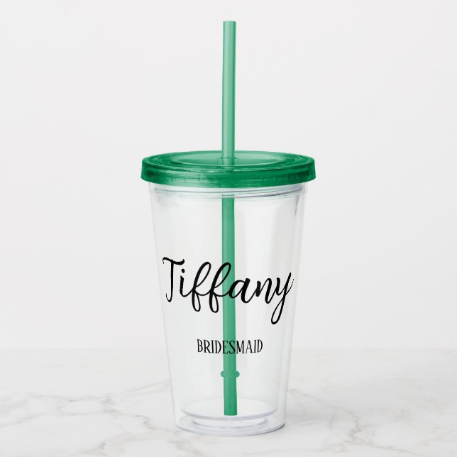 Modern Minimalist Script Name Bachelorette Favors Acrylic Tumbler (Front)