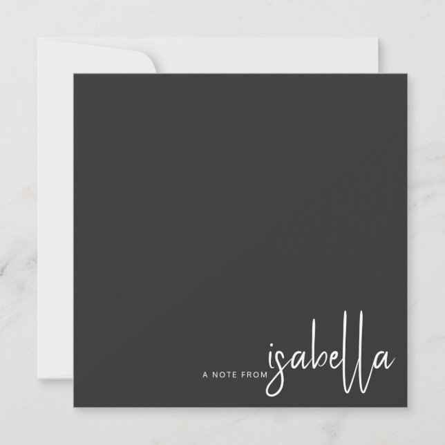 Modern Minimalist Script Name Note From Black Card (Front)