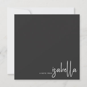 Modern Minimalist Script Name Note From Black Card