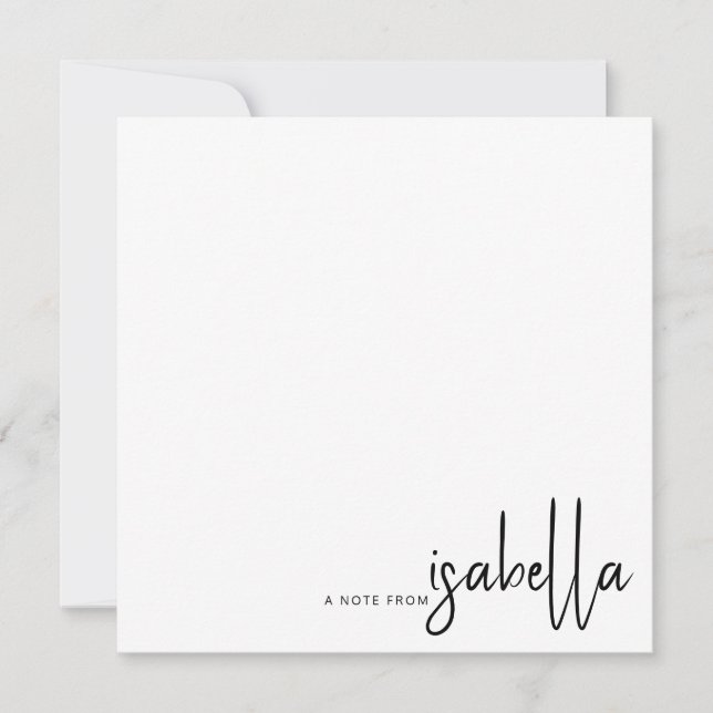 Modern Minimalist Script Name Note From Card (Front)