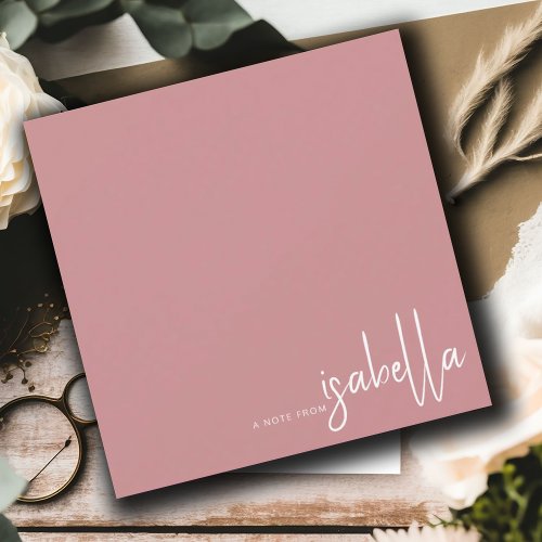 Modern Minimalist Script Name Note From Dusty Pink