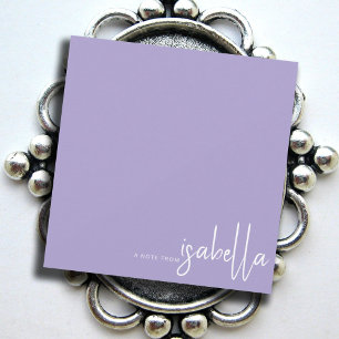 Modern Minimalist Script Name Note From Lavender Card