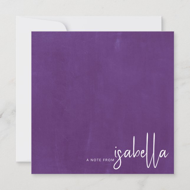 Modern Minimalist Script Name Note From Violet Card (Front)