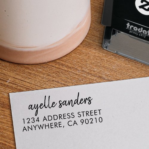 Modern Minimalist Script Name Return Address Stamp