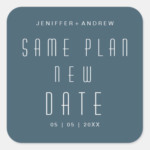 modern minimalist script new wedding date square sticker