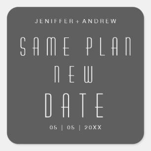 modern minimalist script new wedding date square sticker
