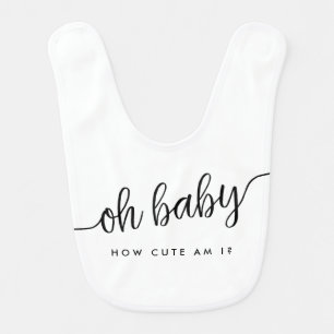 Modern Minimalist Script Oh Baby,  Baby Bib