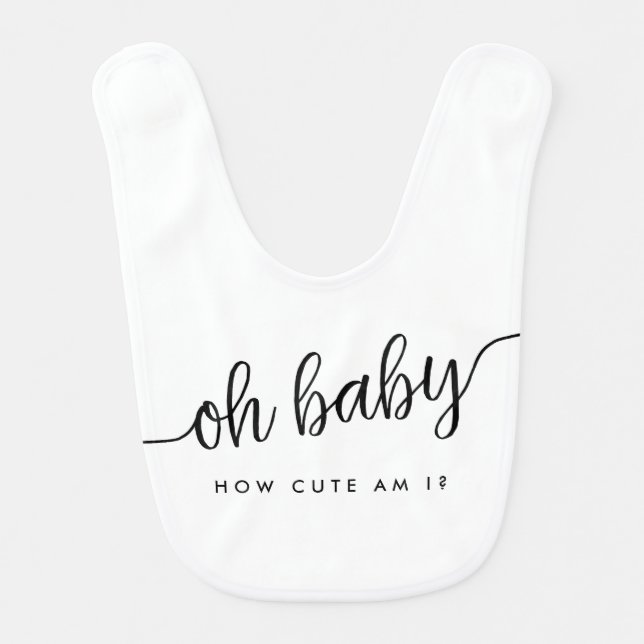Modern Minimalist Script Oh Baby,  Baby Bib (Front)