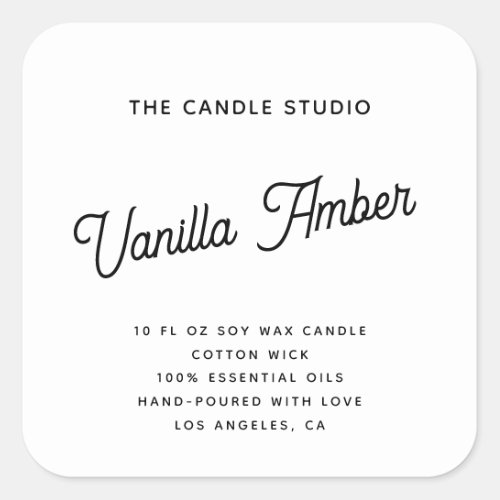 Modern Minimalist Script Package Candle Cosmetics Square Sticker