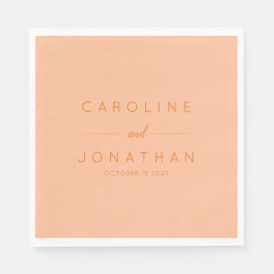 Modern Minimalist Script Peach Custom Wedding Napkins