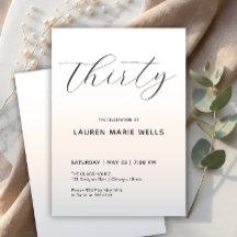 Modern Minimalist Script Pearl 30th Birthday