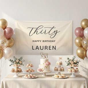 Modern Minimalist Script Pearl Milestone Birthday Banner