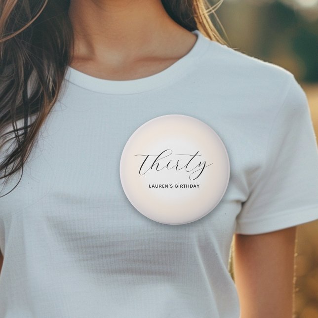 Modern Minimalist Script Pearl Milestone Birthday Button (Creator Uploaded)