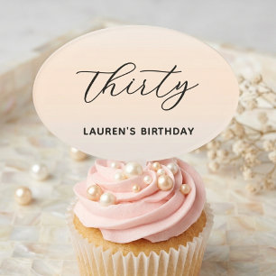 Modern Minimalist Script Pearl Milestone Birthday Cake Topper