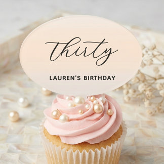 Modern Minimalist Script Pearl Milestone Birthday Cake Topper